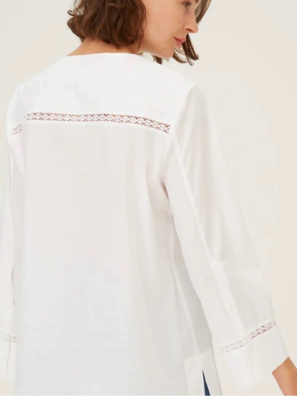 Perfect like new Harshman Boxy tunic Popover white 100% cotton Shirt medium - Picture 2 of 12